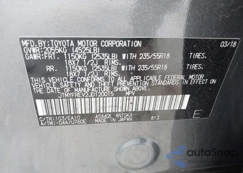 2018 Toyota Rav4 Limited from USA, damaged, VIN JTMYFREV2JD120015